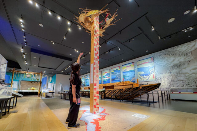 琵琶湖博物館　実際の浸水高さを表した展示